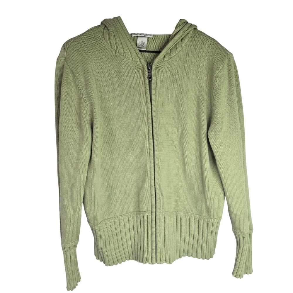 Vintage Cambridge Dry Goods Zip Up Hoodie Women XL Sage‎ Green Cotton Knit